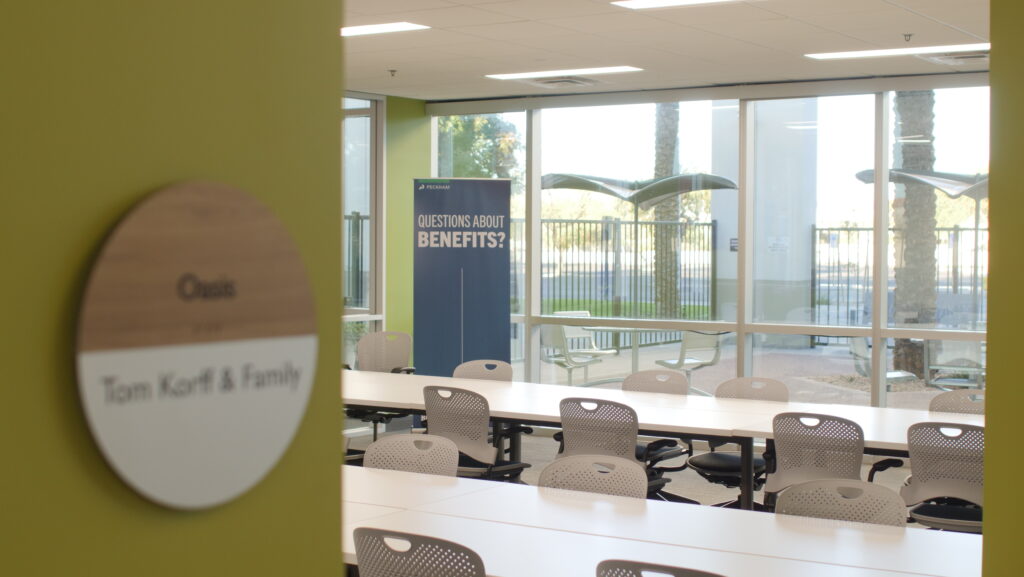 Close up view of a meeting room