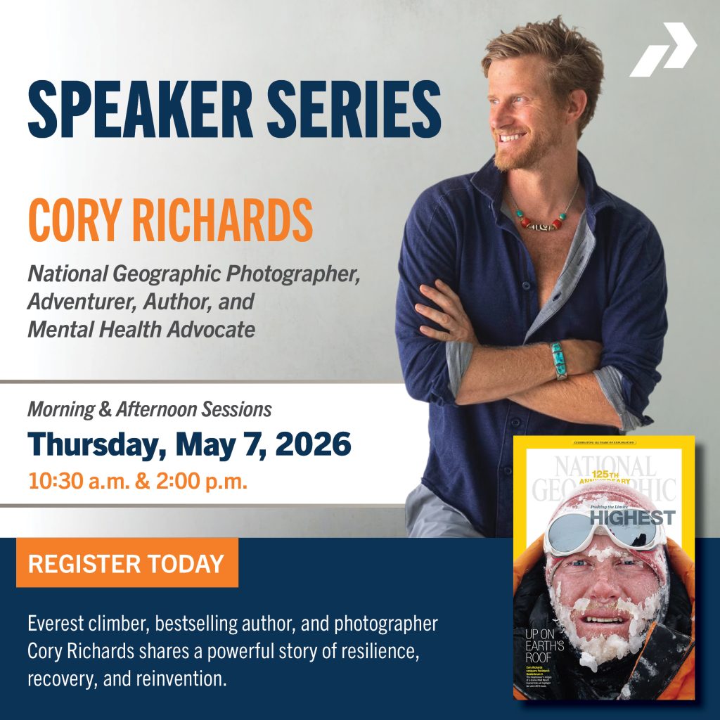 Join us as Cory shares his powerful story of resilience, recovery, and reinvention on May 7, 2026. 